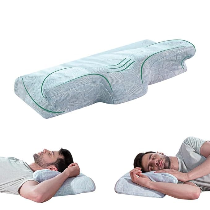 The White Willow Butterfly Cervical Pillow for Neck & Shoulder Pain Relief- Butterfly Pillow Memory Foam for Back & Side Sleeper-Dual Height Ergonomic Neck Support Orthopedic Pillow for Sleeping-Blue