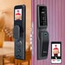 LAVNA 8 Way Premium Smart Door Lock with Camera N Face, Fingerprint, Mobile App, WiFi + Bluetooth, RFID Card, OTP, PIN and Manual Key | 5-Bolt Security | for Wooden Doors 3 Yr Warranty (LA44 Face)