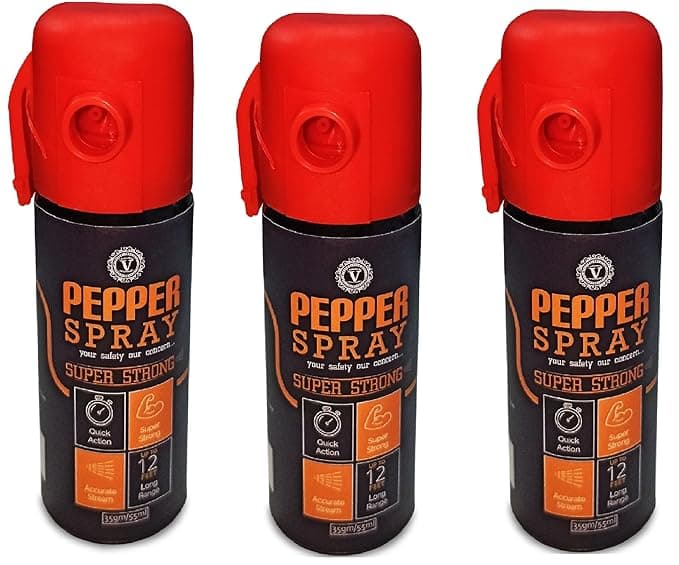 Self-Defense, Pepper Spray, Personal Safety, Protection, Incapacitation, Attacker, Safety Lock, self-Protector, Women Safety, 55ml / 35gms (Pack of 3)