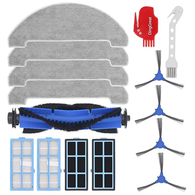 Replacement Parts for Proscenic 850T Robot Vacuum Cleaner - 1 Main Brush, 4 Side Brushes, 4 HEPA Filter, 4 Cleaning Cloth, 1 Cleaning Brush